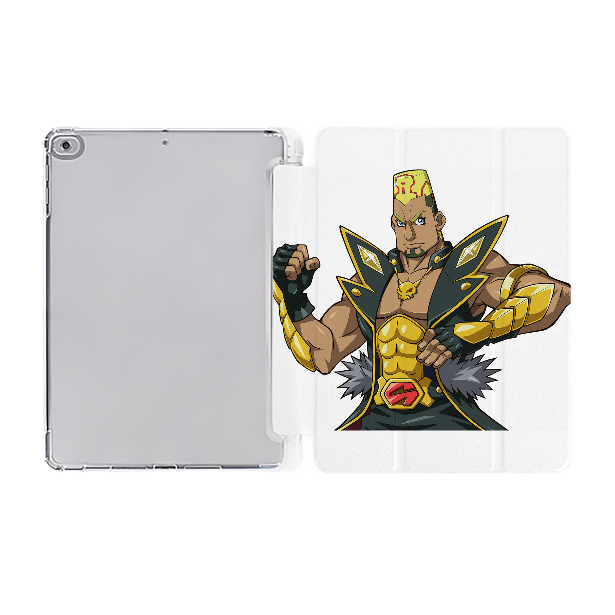 （画像用） 遊☆戯☆王 Yu-Gi-Oh! IPad ケース ペン収納付き 三つ折りスタンド PUレザー×シリコン 対応機種9.5/10.5/10.9インチ